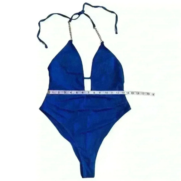 Refuge Womens Swim One Piece Swim Bathing Suit Size Large Gold Chain Strap - Picture 3 of 8